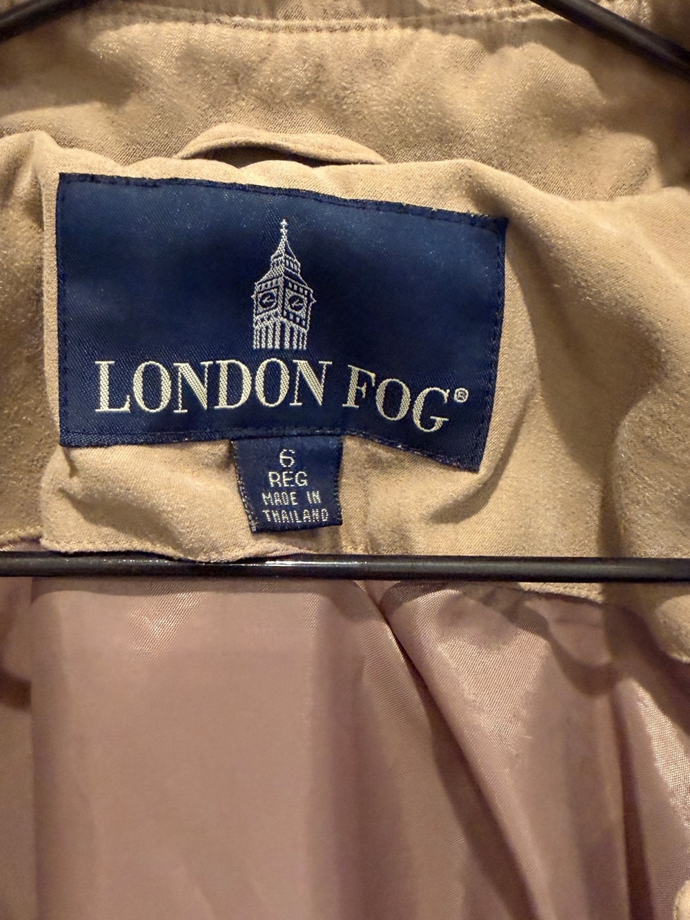 London Fog Navy and Beige Trench Coat Label - Picture 2 of 6